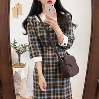 VÁY KẺ Ô ĐÍNH CÚC THẮT EO KÍN ĐÁO THANH LỊCH CÓ SIZE 4XL